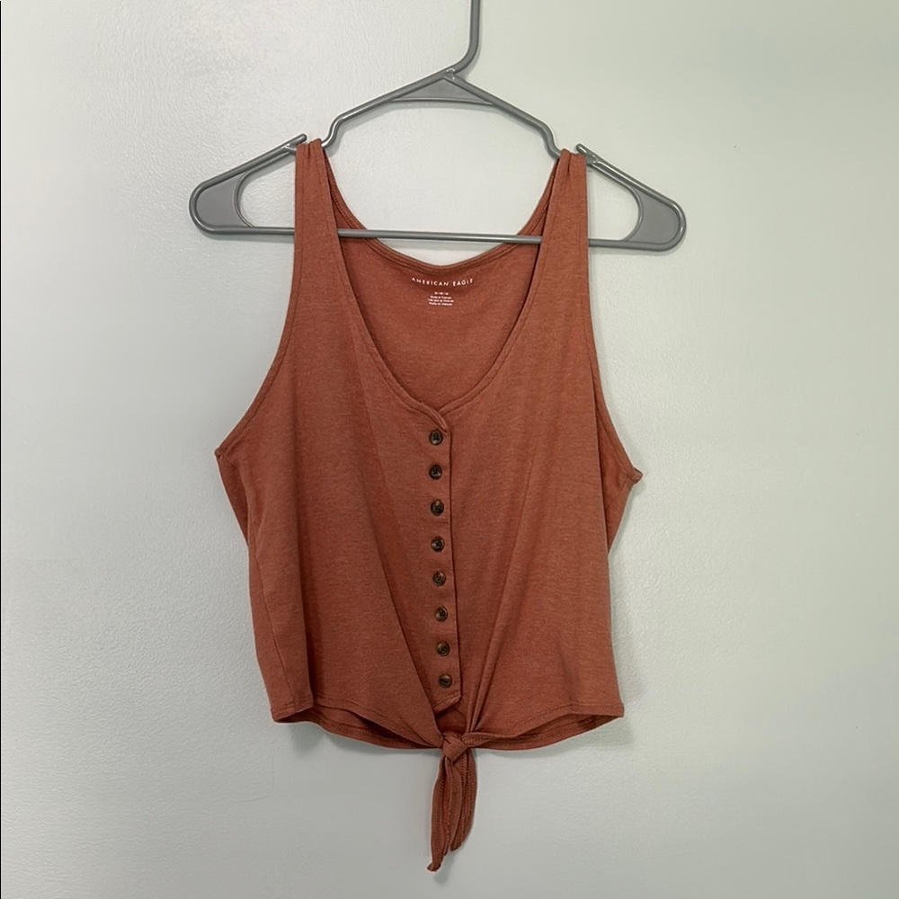 American Eagle Outfitters Orange Sleeveless Crop Tank Top